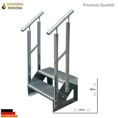 Scala Autoportante In Acciaio Zincato 3 Gradini - 63x80x57 Cm, Antracite, Per Esterni - Foto 6