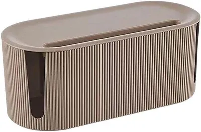 Obrázek produktu pro Organizér kabelů – Úložný box na kabely – Organizace kanceláře – Velká kapacita – 35 x 19,41 x 16 cm – Hnědá barva