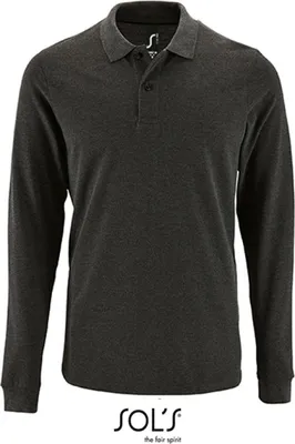 Image de SOLs 02087 | Polo Piqué à manches longues Perfect pour homme - Couleur : anthracite - Taille : L