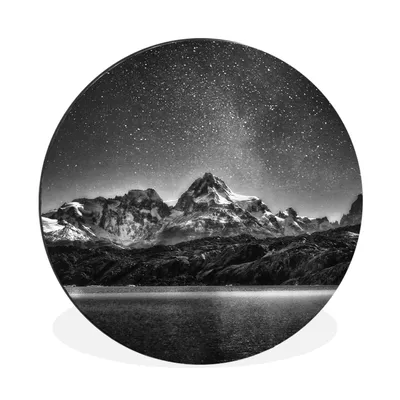 Produktbild von MuchoWow® Aluminium Wandkreis Sternenhimmel - Berg - Nacht Ø 90 cm Wanddeko Modern Wohnzimmer - Mauerkreis - Wandbilder - Runde Bild - Bild aus Aluminium - Schlafzimmer - Wohnzimmerdekoration - Wand Dekoration