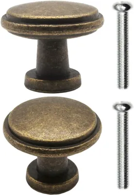 Image de 2 poignées de meubles vintage, en bronze et laiton, dimensions 26 x 21 mm, pour cuisine et meubles