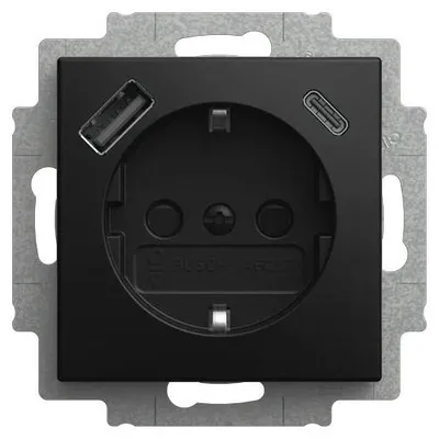 Obrázek produktu pro BJ SCHUKO černá matná 20 EUCB2USBAC-915 USB zásuvka Safety+ s USB A/C