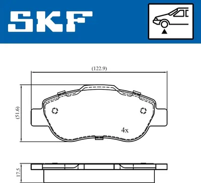 Zdjęcie produktu dla Zestaw klocków hamulcowych SKF do przednich hamulców samochodu FIAT PANDA (169) VKBP 80677