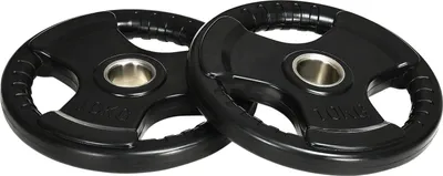 Produktbild von Hantelscheiben 2Er-Set Tri-Grip 2 X 10 Kg Gummierte Olympiascheiben, Bodenschonend, 5 Cm Bohrung, Drei Griffe, Krafttraining