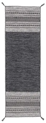 Produktbild von Flachgewebeteppich Kelim Azizi Läufer Schwarz 75x240 cm | Moderner Teppich für Wohn- und Schlafzimmer