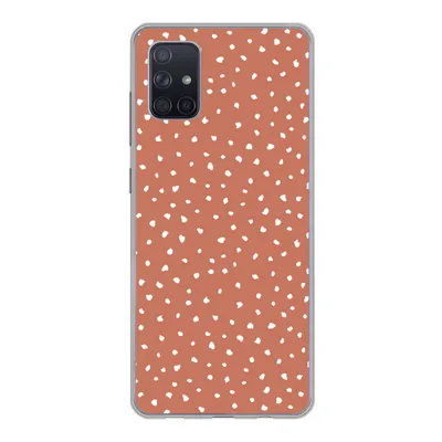 Produktbild von MuchoWow® Handyhülle Schutzhülle Hülle für Samsung Galaxy A71 Tupfen - Orange - Weiß Silikon Softcase Handy Hülle - Kartenbesitzer