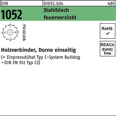 Produktbild von Reyher  Holzverbinder DIN1052 Typ C, tZn, 62 (150 Stück)