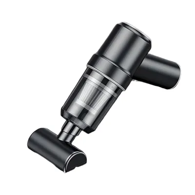 A black handheld vacuum cleaner is shown against a white background.