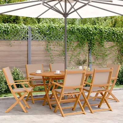Produktbild von vidaXL Gartenstühle 6 Stk. Klappbar Taupe Stoff und Massivholz