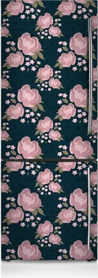Produktbild von Dekoration Kühlschrank Aufkleber Magnete Küche Kühlschrankmagnete 60x190 cm - Pinke Blumen