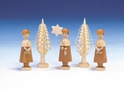 Produktbild von Tischdekoration Kurrende mit Spanbäumen natur  Größe 10 cm NEU
