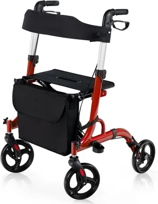 Productafbeelding van FANTASK inklapbare en lichte rollator met zitplaats, 2-in-1: ruststoel en reiskruk