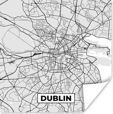 Produktbild von MuchoWow® Poster Dublin - Stadtplan - Schwarz und Weiß - Karte 100x100 cm - Babyzimmer