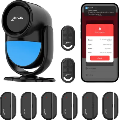 Produktbild von WiFi PIR Bewegungsmelder Alarm, 125dB Lautstärke, Drahtlose Verbindung,Set 1