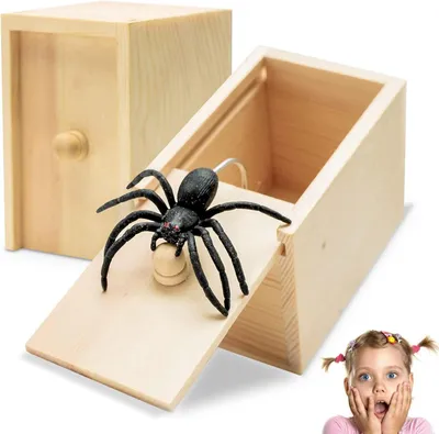 Productafbeelding van Grappige Spinnen - Schrikspeelgoed Doos - Feestelijke Verrassing - Realistische Verrassing - 2 Pack 15 cm - Houtkleurig