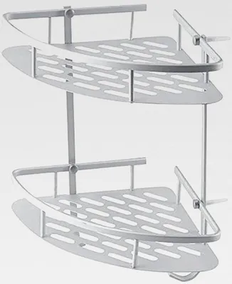 Produktbild von Duschregal Eckregal Badezimmer, Aluminium, 2 Etagen, Wandmontage, Duschorganizer für Shampoo