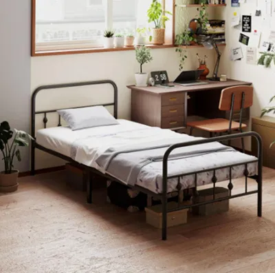 Produktbild von Bettrahmen,Bettgestell, 82,5 cm hoch Metallbett, Metallrahmenbett aus Metall, für Schlafzimmer Gästezimmer, 200 x 90 cm