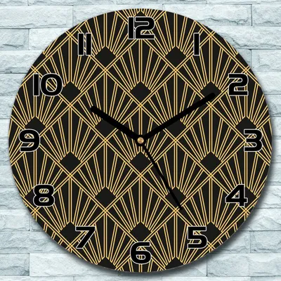 Produktbild von Wanduhr aus Glas Rund fi 30 Vintage schwarz gelb Quarz Deko Schlafzimmer Büro
