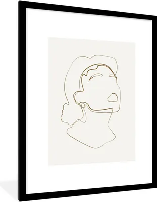 Produktbild von MuchoWow® Gerahmtes Poster Frauen - Linienkunst - Minimalismus 60x80 cm - Poster mit Schwarzem Bilderrahmen Wandposter Rahmen Foto Bilder - Wohnzimmer - Dekorationen - Prämie
