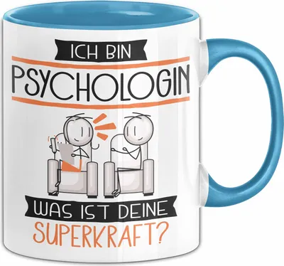 Produktbild von Psychologin Geschenk Tasse Ich Bin Psychologin Was Ist Deine Superkraft Geschenkidee Lustig Geburtstag Weihnachten (Blau)