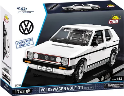 The image shows the packaging of a COBI Executive Edition Volkswagen Golf GTI (1976-1983) building block set.