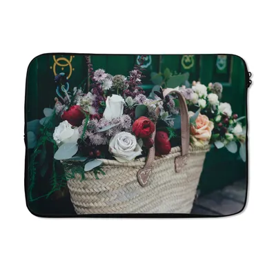 Produktbild von MuchoWow® Laptop Hülle 14 ZollRosen - Blumen - Korb Laptoptasche - Laptoptasche - Stoßsicher - Schutzhaube