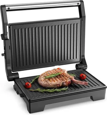 Image de Grill à sandwich avec revêtement antiadhésif, 1 000 W, noir