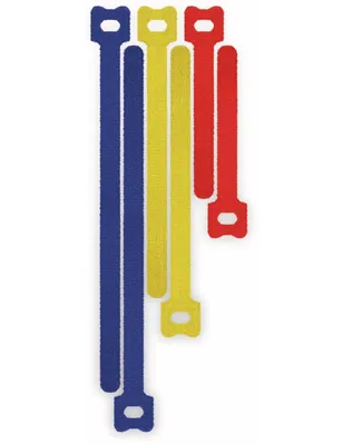 Produktbild von goobay Kabelmanagement Klettverschluss mit Schlaufe blau/gelb/rot (6 Stück)