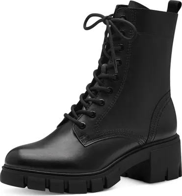 Produktbild von Tamaris Damen Stiefelette Schnürung Leder trendy Blockabsatz 1-25272-41, Größe:41 EU, Farbe:Schwarz