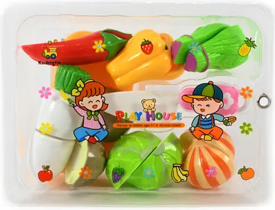 Produktbild von Schneideobst & Gemüse Spielzeug mit Klettverbindung - Lebensmittel Set für Kinderküche - Zubehör