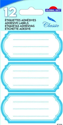 Produktbild von 12 Schuletiketten - Vintage Oval - Blau