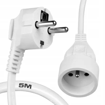 Image de Rallonge avec mise à la terre, blanc, 1 prise, 5 m OMY 3x1 Elgotech EPS-105