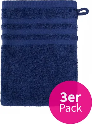 Produktbild von grace grand spa Waschlappen im 3er-Pack mit Streifen-Bordüre Marine One Size