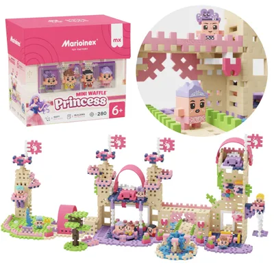 Produktbild von Marioinex Mini Waffle Prinzessin Bauklötze-Set, weiche und sichere Bauklötze für Kinder – 280 Teile