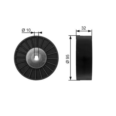 Produktbild von GATES T36135 Umlenkrolle Keilrippenriemen 95mm für SAAB 9-5 Kombi (YS3E) für SCANIA P,G,R,T - series