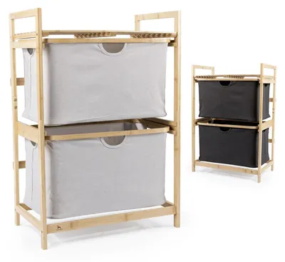 Image de Étagère de salle de bain en bambou avec 2 étagères