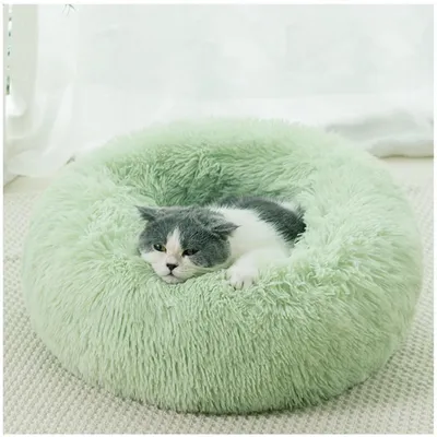Productafbeelding van Hondenbed, rond, pluche, donutvorm, wasbaar, antislip, 120 cm, groen