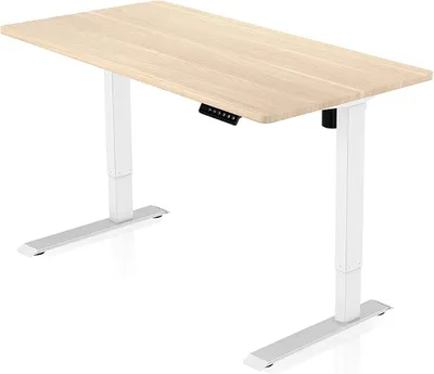Imagen del producto de Silecomplaza: Escritorio eléctrico con ajuste de altura - Estructura blanca con un solo motor y tablero de 120 x 60 cm en color nogal - Función de memoria - Escritorio ergonómico para niños y adultos