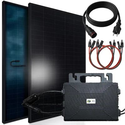 Produktbild von SUNNIVA® 920W Balkonkraftwerk BIFAZIAL FULLBLACK komplett Steckdose ASTRO-E 800W Wechselrichter, PV Solaranlage, 5m Kabel, Bluetooth WIFI