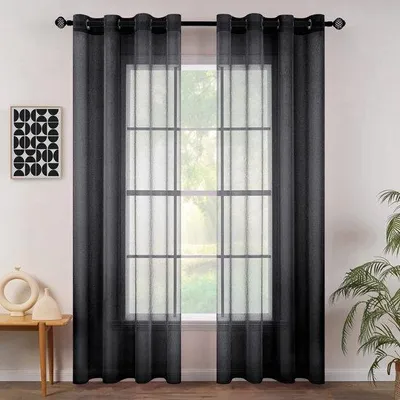 Produktbild von Ibenzoa® Transparente Voile-Gardinen, 2er-Set mit Ösen – Polyester, 245 x 140 cm (H x B), lichtdurchlässig für Schlafzimmer & Wohnzimmer