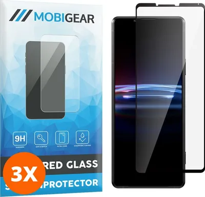 Produktbild von Mobigear Premium 9.98 Sony Xperia Pro-I Panzerglas Gehärtetes Glas Displayschutz - Hüllenfreundlich - Schwarz (3er Pack)