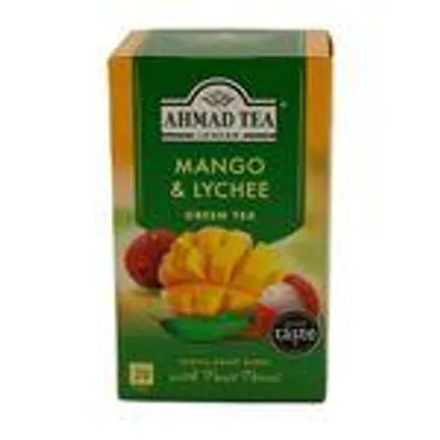 Grüntee Ahmad Tea | Mango & Lychee | Aromatisierter Grüner Tee mit Mango- und Litschigeschmack | 20 Teebeutel