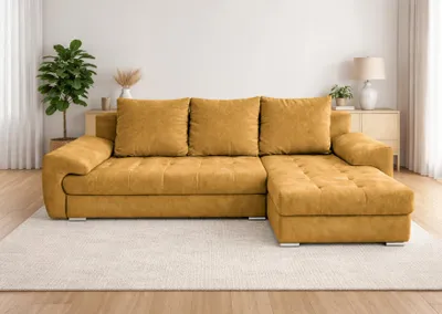Produktbild von Ecksofa mit Schlaffunktion, ausziehbares Ecksofa VELUTO, Eckcouch mit Wellenfeder