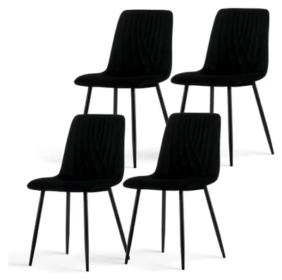 Produktbild von Samt Küchenstühle, Esszimmerstühle Polsterstuhl Wohnzimmerstuhl, Sitzfläche mit Rückenlehne und Metallbeinen (Samt Schwarz, 4er Set)