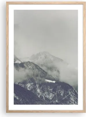 Produktbild von Gerahmtes Poster - Rahmen in heller Eiche - Berge Wald Nebel - 50x70 cm - Wand Bild - Wanddeko - Wandbilder - Kunstposter - Wandposter - Bilderrahmen - Bilder - Kunstdruck - Wandbild - P2NPA50x70-4270