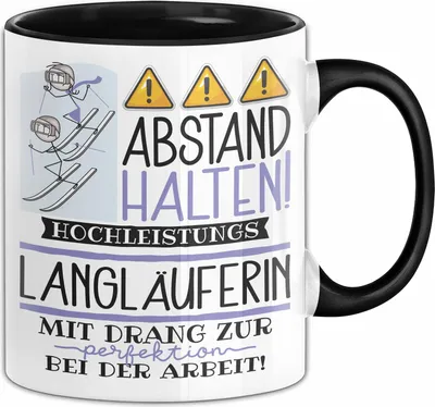 Produktbild von Langläuferin Tasse Geschenk Lustig Abstand Halten Hochleistungs-Langläuferin Mit Drang Zur Perfektion Bei Der Arbeit (Schwarz)