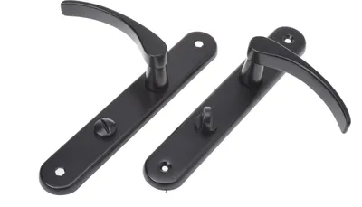 Produktbild von Aqbau® Türdrückerset Langschild Schwarz | Türdrücker | Türklinke | Türgriffe | Türbeschlag VL (WC Badtüren)