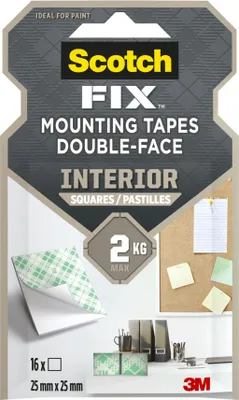 Produktbild von Scotch-FIX™ Doppelseitige Innenmontagequadrate Klebeband 25x25mm 16 Stück