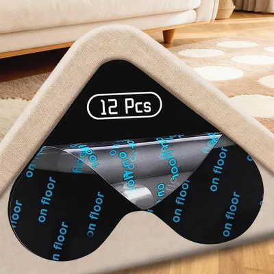 Obrázek produktu pro Protiskouzavá podložka pod koberec, 12 kusů, ve tvaru srdce, rozměry 10,5 x 7,5 cm, černá barva