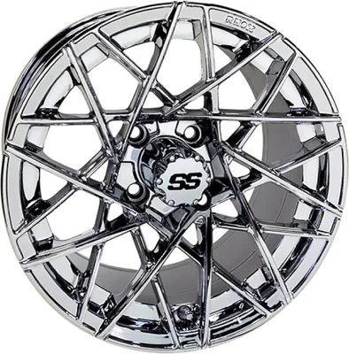 Produktbild von Red Hawk verchromtes Rad, 14x7 ET-25, für Golfwagen
